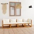 Bonnevie - 4-Sitzer-Gartensofa,Lounge-Sofa mit Auflagen Creme Akazie Massivholz vidaXL