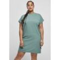 URBAN CLASSICS Jerseykleid Damen Ladies Organic Cotton Cut On Sleeve Tee Dress (1-tlg), grün