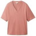 TOM TAILOR Damen T-Shirt mit V-Ausschnitt, rosa, Uni, Gr. S