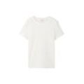 TOM TAILOR Damen Basic T-Shirt mit Rundhalsausschnitt, weiß, Uni, Gr. XL