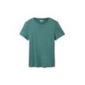 TOM TAILOR Damen Basic T-Shirt mit Rundhalsausschnitt, grün, Uni, Gr. XL