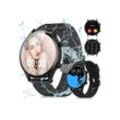 Tisoutec Smartwatch Damen Herren Fitness Tracker Fitnessuhr Smartwatch (Fitnessuhr /WhatsApp Notiz