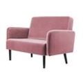 Zweisitzer Sofa easyChair® by Paperflow LISBOA, Samtbezug pink, Fußgestell schwarz, B 1240 x T 815 x H 830 mm