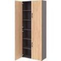 Home Office Aktenschrank TEMPIO, aus Holz, 4 Türen, 6 OH, B 800 x T 340 x H 2130 mm, anthrazit/Hickory Eiche
