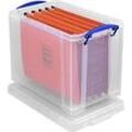 Transportbox Really Useful Box, Volumen 19 l, L 395 x B 255 x H 290 mm, stapelbar, mit Deckel & Klappgriffen, Recycling-PP, transparent