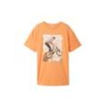 TOM TAILOR Jungen T-Shirt mit Bio-Baumwolle, orange, Uni, Gr. 164