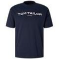 TOM TAILOR Herren T-Shirt mit Logoprint, blau, Logo Print, Gr. S