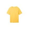 TOM TAILOR Herren Basic T-Shirt in Melange Optik, gelb, Melange Optik, Gr. XL