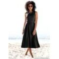 Beachtime Midikleid, elegantes Jerseykleid, Basic, A-Linien-Kleid, schwarz