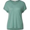 Street One T-Shirt, V-Ausschnitt, Schimmer-Optik für Damen, türkis, 38