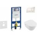Geberit Duofix - Installationselement für Wand-WC mit Betätigungsplatte SIGMA30, Weiß/Chrom glänzend + Villeroy Boch - WC und WC Sitz, DirectFlush,
