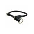 Monkimau Hunde-Halsband Zugstopp Halsband aus Nappa-Leder schwarz rundgenäht M-S
