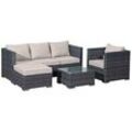 Garden Pleasure Loungegruppe Baeza creme, dunkelgrau Kunststoff, Metall, 13-teilig