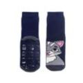 WERI SPEZIALS Strumpfhersteller GmbH ABS-Socken Kinder ABS-Socken für Mädchen >>Graue Katze<< aus Baumwolle mit Frottee