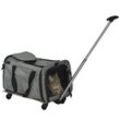 3-in-1 Haustiertrolley Hundebox, Transporttasche mit Teleskopgriff Rädern