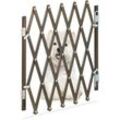 Hundeabsperrgitter, ausziehbar bis 96 cm, 48,5-60 cm hoch, Bambus, Hunde Schutzgitter für Treppe & Tür, braun - Relaxdays