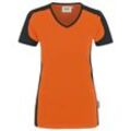 Damen V-Shirt Contrast mikralinar® orange/anthrazit, l - Hakro