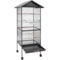 CADOCA® Vogelvoliere Schmutzschublade indoor outdoor Vogelkäfig Vogelbauer Vogelhaus Voliere mit Zubehör rollbar versch. Größen Voliere mit Dach