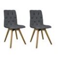 4-Fußstuhl ANDAS "Rania" Stühle Gr. B/H/T: 45 cm x 91 cm x 55 cm, 2 St., Microfaser, Knopfheftung + Massivholz, schwarz (schwarz, eiche natur) 4-Fuß-Stühle