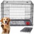 Arebos - Hundekäfig 92,5 x 60 x 66 cm Hundetransportbox Auto klappbar Hundebox faltbar Transportbox Hund mit 2 Türen Hundekäfig für Zuhause inkl.
