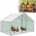 Yardin - Hühnerstall Hühnerhaus Hühnerkäfig Geflügelstall mit Schloss, Verzinkter Stahlrahmen, pe Dach Für Geflügel, Kaninchen, Hasen, Hühner, 3x2x2m