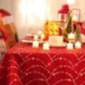 Tischdecke Wasserabweisend Tischwäsche Lotuseffekt Weihnachten Tischtuch Weihnachtstischdecke Weihnachtsdeko, 1 Stück,130x160 cm, Halskette