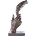 Dekofigur CASABLANCA BY GILDE "Skulptur Two Hands, bronzefarben/grau" Dekofiguren Gr. B/H/T: 13 cm x 29 cm x 8 cm, orange (bronzefarben, grau) Deko-Objekte