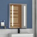 Badezimmer Spiegelschrank Badezimmerspiegel Badschrank mit Beleuchtung Dimmbar Beschlagfrei Memory Funktion mit Steckdose 50x70x12cm