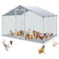 Vevor - Hühnerstall, 2 x 3 x 2 m Hühnerhaus Freilaufgehege mit Sonnenschutzdach PE-Plane, Stahl Kleintierstall Hühnerhaus Dach Geflügelstall