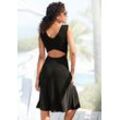 LASCANA Jerseykleid mit Rückenausschnitt, Sommerkleid mit Cut-Outs, Basic, schwarz