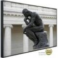 PAPERMOON Infrarotheizung "Nachdenkliche Statue" Heizkörper Gr. B/H/T: 100 cm x 60 cm x 3 cm, 600 W, bunt (kunstmotiv im aluminiumrahmen) Heizkörper