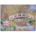 Leinwandbild ARTLAND "Brücke in Monets Garten" Bilder Gr. B/H: 120 cm x 90 cm, Gewässer, 1 St., blau Leinwandbilder
