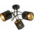 Led Deckenleuchte schwarz gold Wohnzimmerlampe Deckenlampe 3 flammig, Metall Samt, 3x 3W 3x 250lm warmweiß, DxH 46x27,5 cm