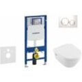 Geberit Duofix - Installationselement für Wand-WC mit Betätigungsplatte SIGMA20, Weiß/Chrom glänzend + Villeroy Boch- WC und WC Sitz, DirectFlush,