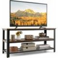 TV-Schrank Fernsehschrank Holz, TV-Lowboard für 50 Zoll Fernseher, Industrieller Fernsehtisch mit Ablagen, Regal mit Metallrahmen, für Wohnzimmer