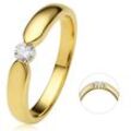 Diamantring ONE ELEMENT "0.17 ct Diamant Brillant Spannfassung Ring aus 750 Gelbgold" Fingerringe Gr. 54, Gelbgold 750-Diamanten, goldfarben (gold) Damen Diamantringe