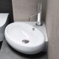 Aufsatzwaschbecken Hängewaschbecken Eckwaschbecken aus Keramik 395x385x145 mm weiß Handwaschbecken Gäste wc Waschtisch Brüssel002 - Weiß - Doporro