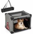 Goplus - Zusammenklappbare Hundebox mit Matte & 3-seitigen Netztüren, weiche Transportbox für Hunde, Tragbare Haustierbox mit Tragetasche, für Auto,
