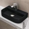 Aufsatzwaschbecken Hängewaschbecken Keramik matt schwarz 380x235x80 mm Gäste-WC Handwaschbecken Waschschale Waschtisch Brüssel003 - Matt schwarz