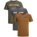 Jack & Jones T-Shirt Stilvolles Slim-Fit Shirt mit Printdruck (3er-Pack) bequemes Oberteil aus Baumwolle