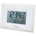 Funkuhr mit Alarm & Snooze, Thermometer, Smart Glow, silber-weiß