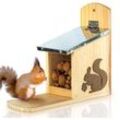 Eichhörnchen Futterhaus - fertig montiert aus Kiefernholz & 100% wetterfest Futterstation zum Eichhörnchen füttern, Eichhörnchenfutterhaus,