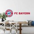 FCB München Logo + Schriftzug 60x19cm Wandtattoo Fußball Wandbild FC Bayern München - Rot