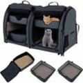 Costway - Transporttasche Katze und Hunde, Faltbare Doppelte Abteilung Transportbox, Tragetasche mit abnehmbaren Hängematten, weicher Matratze &