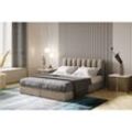 City Boxspringbett 140 x 200 mit Bettkasten und Topper HellBeige - Trada