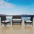 4-tlg. Garten-Lounge-Set Gartenmöbel-Set Terrassen-Sitzgruppe mit Auflagen Poly Rattan Schwarz ZDEH96953 Maisonchic