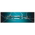 Küchenrückwand ARTLAND "Silber abstrakt auf petrol" Spritzschutzwände Gr. B/H: 180 cm x 55 cm, blau Küchendekoration