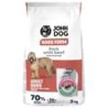 John Deere - john dog Good Form Schweine- und Rindfleisch für ausgewachsene mittelgroße und große Rassen – Trockenfutter für Hunde – 3 kg