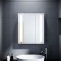 Spiegelschrank mit led Beleuchtung 600×700×130 mm 2 türig Badezimmerspiegel wandschrank Badschrank mit Steckdose 3MM Umweltfreundlicher Spiegel
