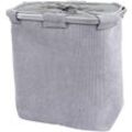 Neuwertig] Wäschesammler HHG 242, Laundry Wäschebox Wäschekorb Wäschebehälter mit Netz, 2 Fächer 56x49x30cm 82l cord grau - grey